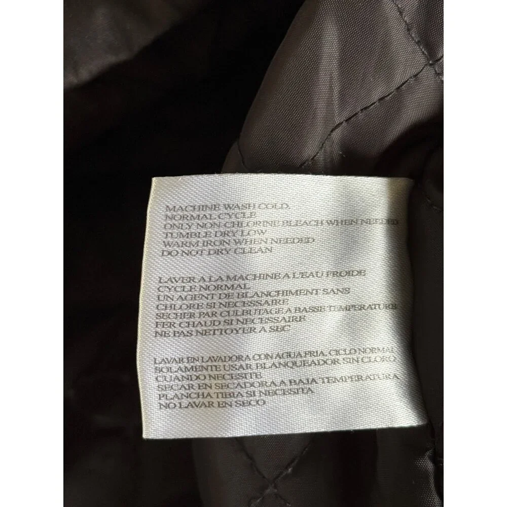 Michael Kors Womens Brown Quilted Jacket Fleece Edge Accent Hidden-Hood Size M - Picture 10 of 10